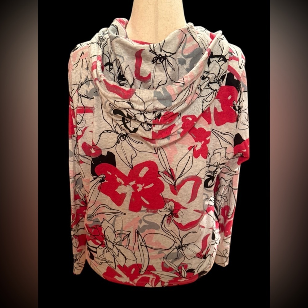Calvin Klein Performance Floral Hoodie Women’s Large W Logo Athleisure Pullover - Picture 10 of 15